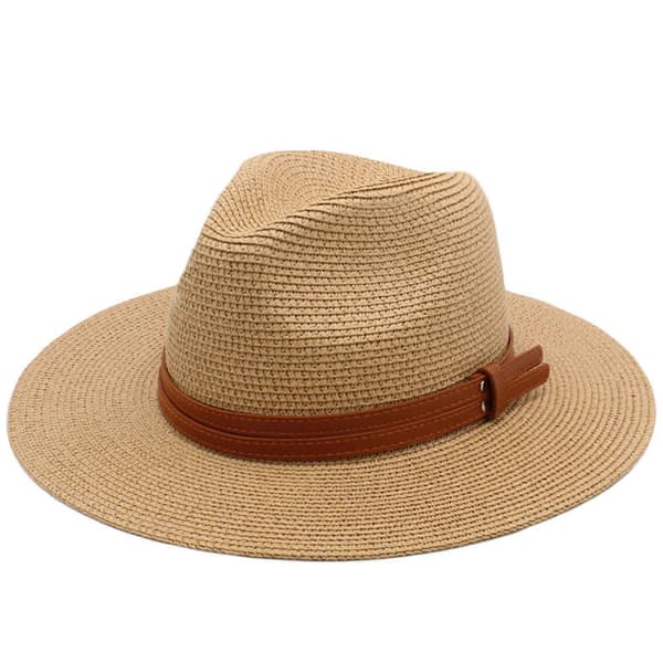 Strand Panama Hat Håndlavet Oversized Stråhat Elegant Solhat Overraskelsesgave til Kæreste til Ferier Fransk Stil Khaki Khaki