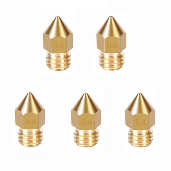 5 stk 0,4 mm 3D-skriver dyser i messing for Ender 3, Ender 5, Anet, Prusa