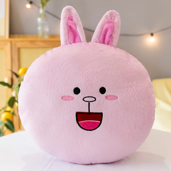 Plysch tecknad handvärmare täckkudde student tupplur kudde pink rabbit 35cm