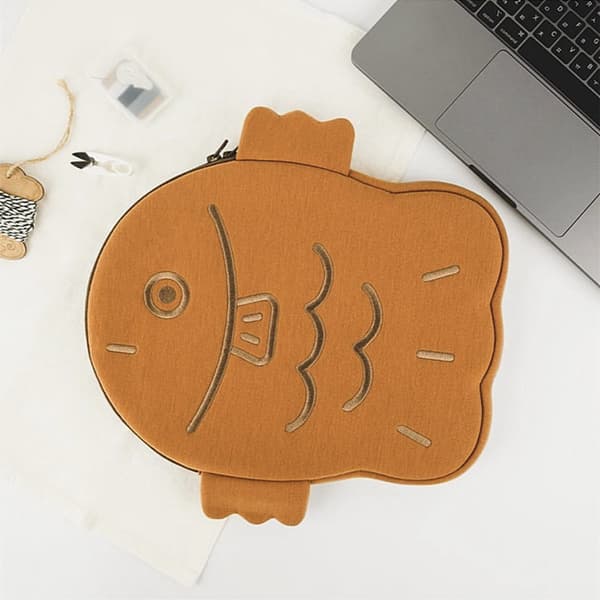 Sød Taiyaki Tablet Sleeve Taske Stødresistent Blød Bomuldsetui til 13 tommer tablet
