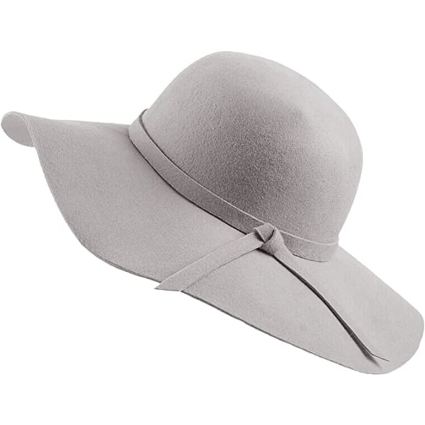 Bred brättad ullfilt Bowler Floppy Hat