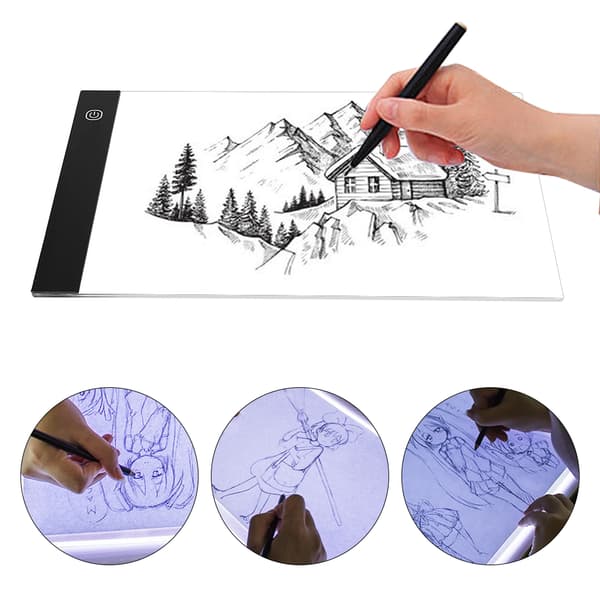 Bærbart LED whiteboard med sort ramme A4 størrelse vandtæt trinløs dæmpning