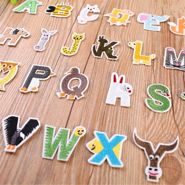 Iron On Patches Bokstäver 26st Alphabet Patches Djurformade
