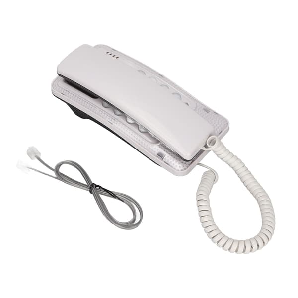 Veggmontert fasttelefon med hurtigoppringing, flash, demping, hvit