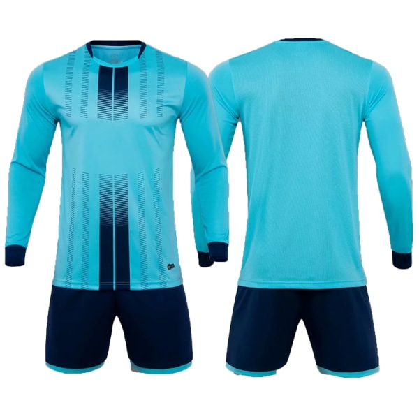 1 sæt brugerdefineret fodboldtrøje til mænd Drenge fodboldtøj sæt langærmet fodbold uniform Voksen målmand Sportsdragt Børn Træningsdragt light blue Adult Size XL