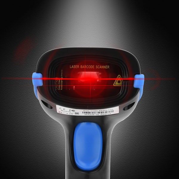 Trådløs 24GHz Laser Strekkodeskanner for iOS Android Windows Blå