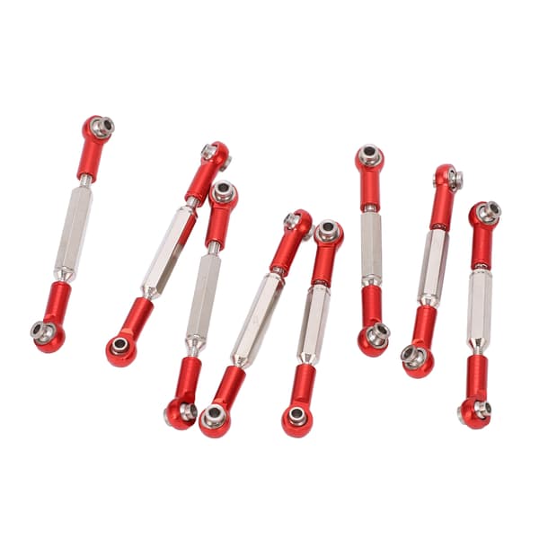 8 stk. Justerbar styretøjsforbindelse Aluminiumlegering Servo Forbindelsesstang til WPL C14 C24 B14 MN D90 D91 Rød