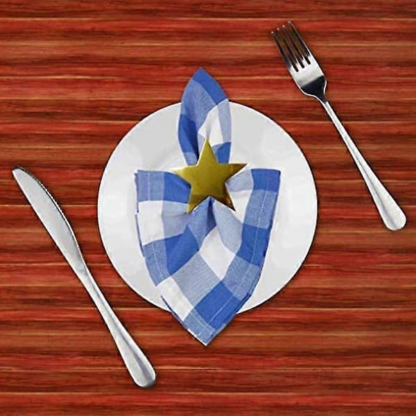 6 stk. femtakket stjerne servietring, juleservietring velegnet til feriefester, middage, W