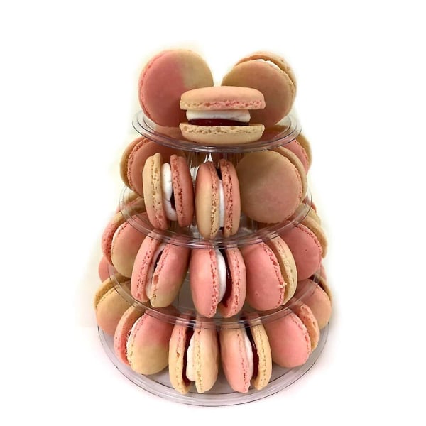 4-lagers Runda Macaron Tower Tårtställ Macaron Displayställ