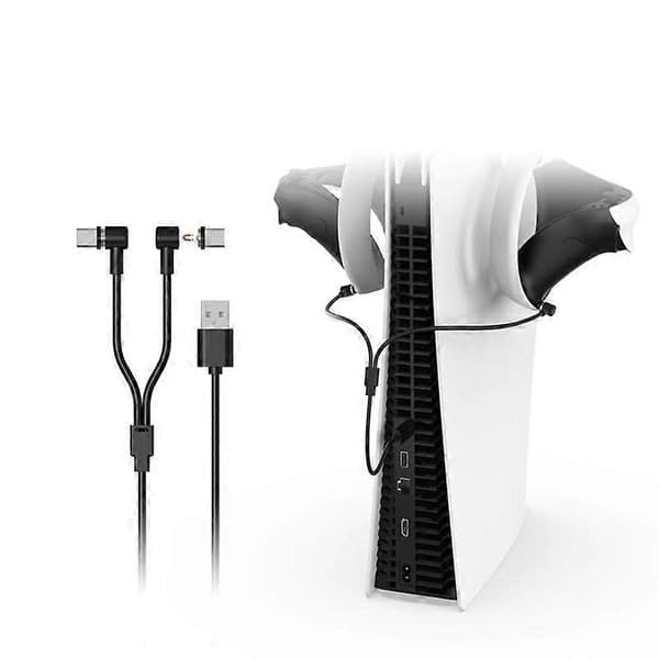 Til PS VR2 Magnetisk Opladningskabel 2 i 1 Type C Opladerkabel til PS VR2 Tablet Telefon Opladningskabel[dt] Musta