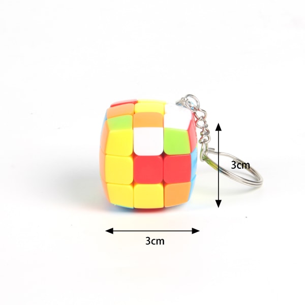 3,0 cm trestegs färg mini Rubiks kub nyckelring