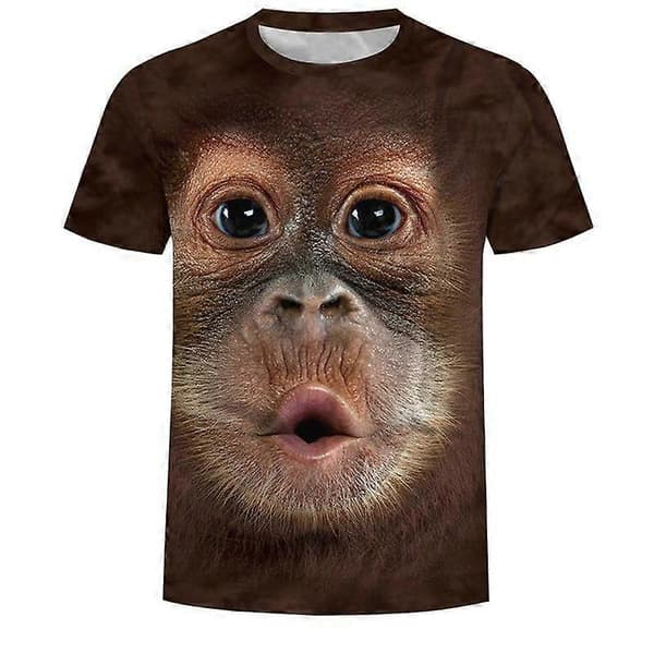 Ape Orangutang T-skjorte 3D Digitaltrykk Kortermet Topp black 120