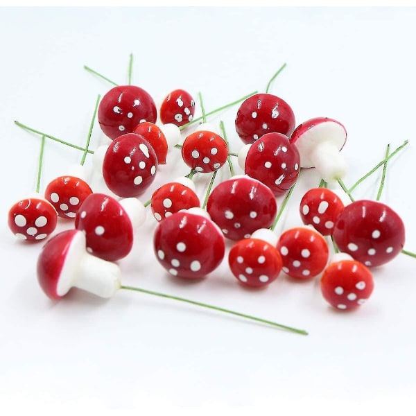 50 st Carry Stone Mini Röd Svamp Trädgård Prickig Liten Kruka Diy Toy