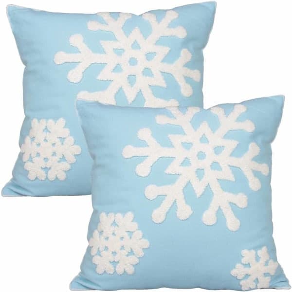 【DENGTU】45x45cm Blødt Lærred Jul Vinter Snefnug (1 Par, Himmelblå)