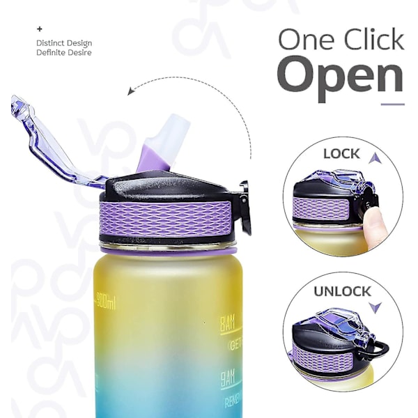 32oz Bpa gratis dricksvattenflaska för friluftsentusiaster Ombre Yellow Purple