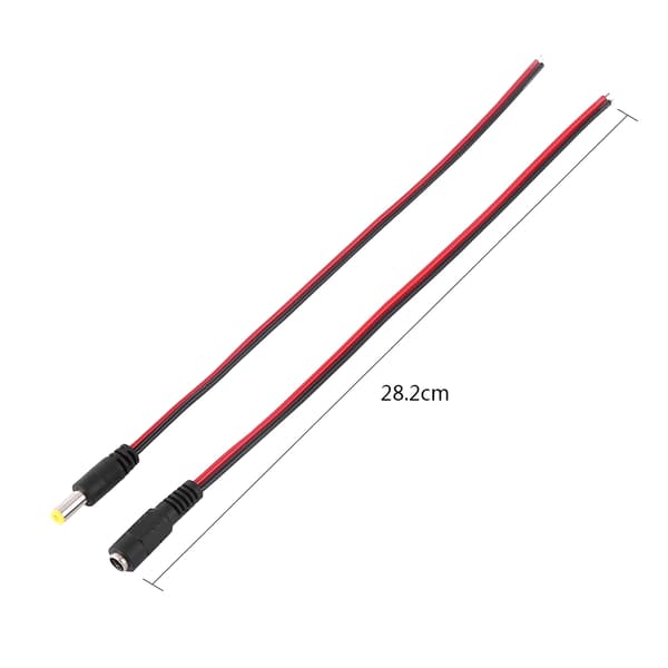 12V CCTV Säkerhetskamera Strömkabel Kit 10st Svart Röd