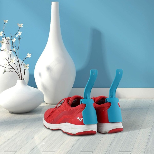 2 st Shoe Horn Lazy Shoes Helper Slider Easy On Shoes Plast Shoehorn för män, kvinnor och barn BLUE