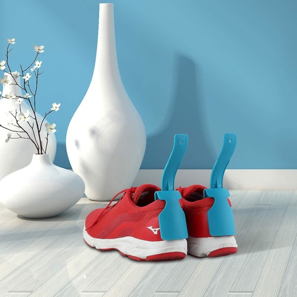 2 stk Skohorn Dovne Sko Hjælper Slider Easy On Shoes Plastic Skohorn til mænd, kvinder og børn BLUE