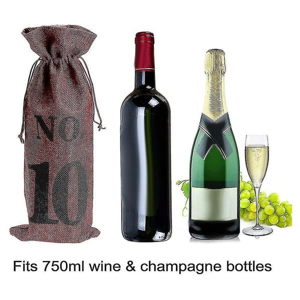 1 til 10 Jute poser til vin blindsmagning med snorelukning, lomme til vinflasker - hy blå blue