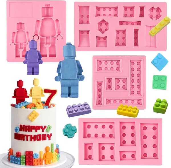 [DT]Byggeklodser Kagepynt Fondantforme (4 stk.)