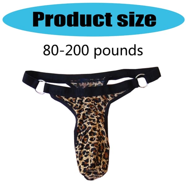 Miesten leopardikuvioiset stringit, pussimalliset G-string-alushousut, alusvaatteet