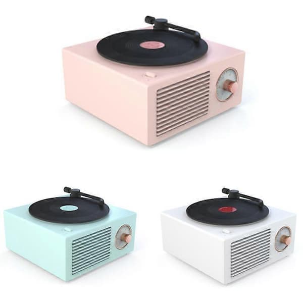 Retro platespiller trådløs bærbar subwoofer-kort mini bluetooth-høyttaler White