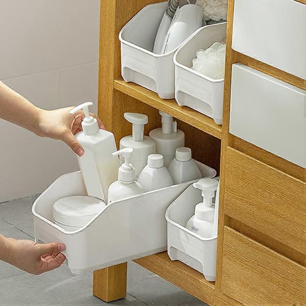 Oppbevaringsboks for kosmetikk til husholdningsbruk, plastbeholder White