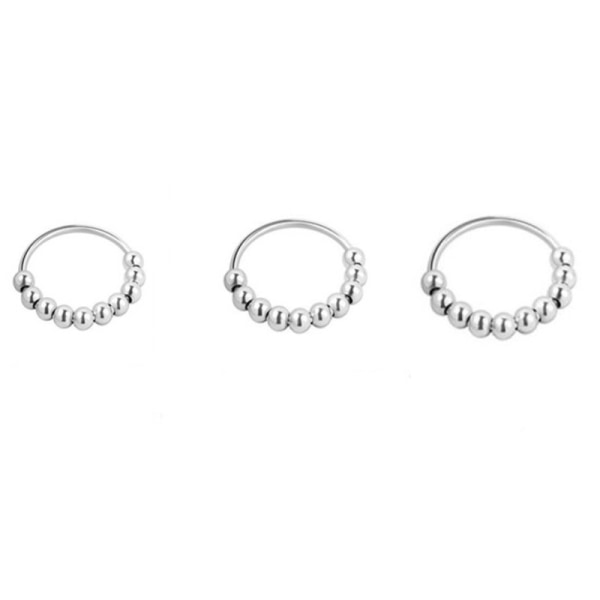 Anti-Stress Ringar med vridbara pärlor Silver 3 storlekar 3-pack