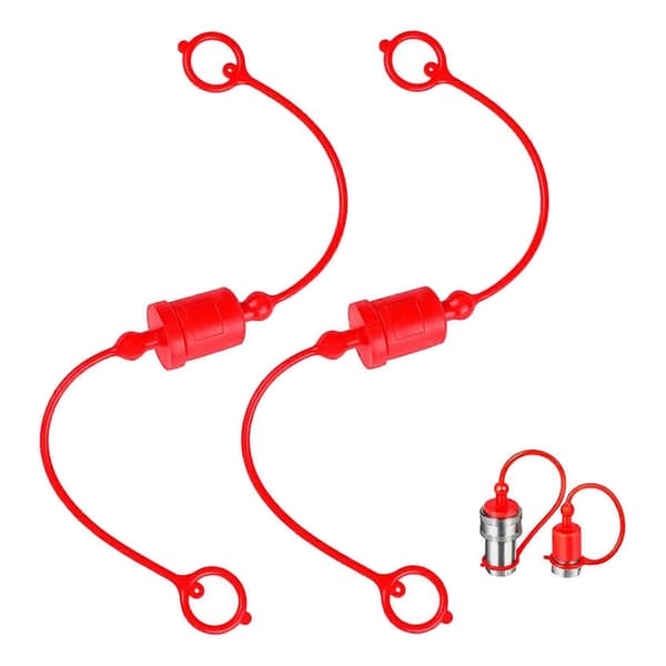4X ISO-B 3/4 Hydraulisk snabbkoppling, hane dammskydd och hona pluggskydd, passar hydrauliska snabbkopplingar Red