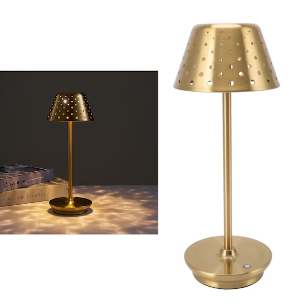 Sladdlös Retro LED Skrivbordslampa med Touchkontroll & Steglös Dimning för Sovrum, Barer och Restauranger - Guld