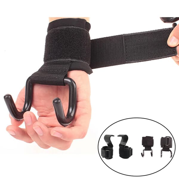 Träningslyftkrokar 2 st - Justerbara greppremmar för handledsstöd och styrkelyft C Hook 38cm