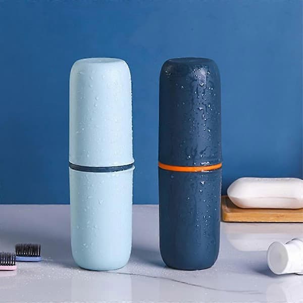 Rese-tandborstlåda Set Tandborstfodral Skyddande Tandkrämslåda Hållare Skydd Kopp Munsköljset Borstkopp sky blue