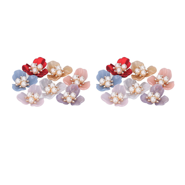 DIY 14 stk. Perle Rhinestone Knapper - Utsøgte Kunstige Perle Flade Tilbage Blomster Rhinestone Pynt til Tøj og Broscher