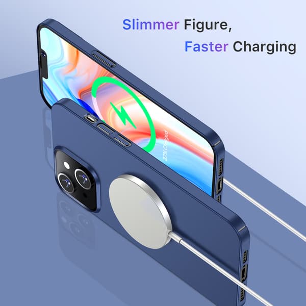 6,1 tums ultratunt, falltåligt, matt mobilskal för iPhone 13 Blå