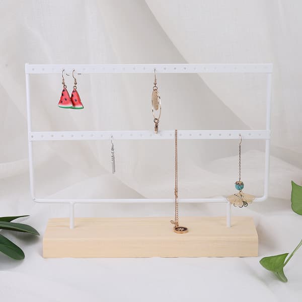 Metall Smykke Display Stativ Organizer 46 Hull Hvit