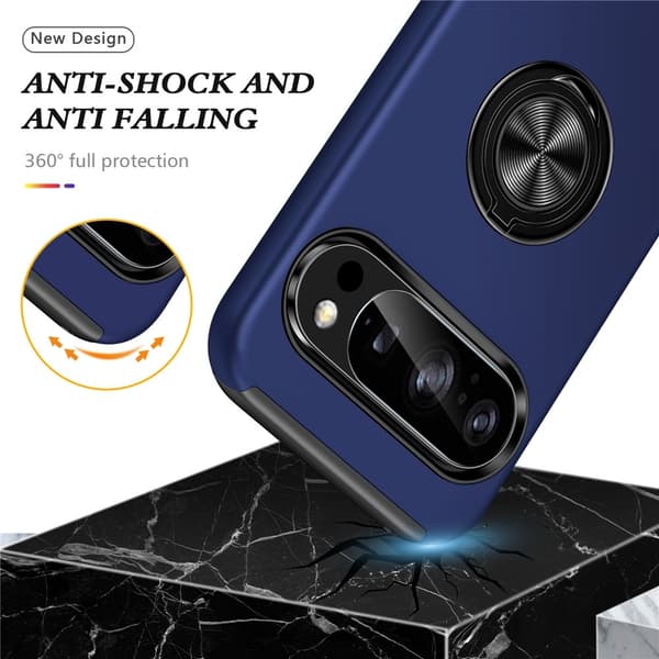 Til Pixel 10 Pro / Pixel 10 Deksel Hybriddeksel med Fingerring - Blå Dark blue blue