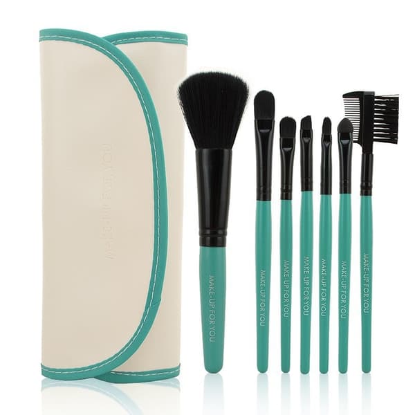 【DENGTU】7 stk makeupbørster, professionelt makeupsæt med etui Sort