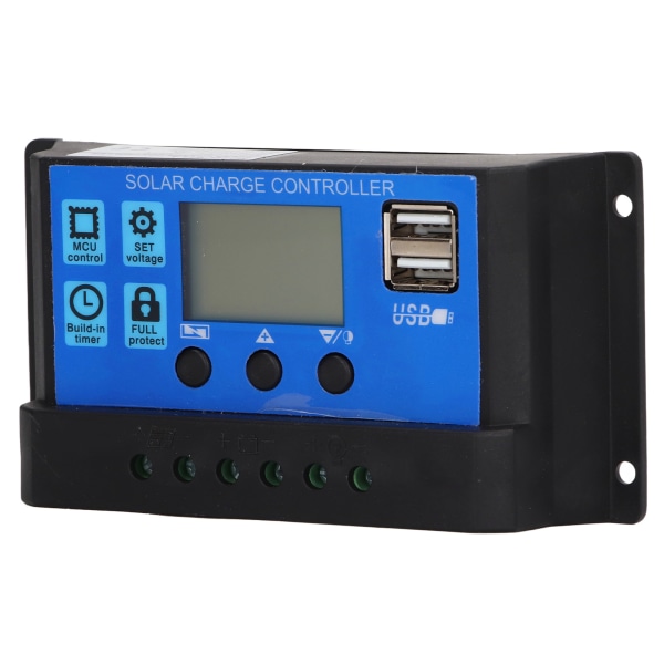 PWM solcelleladningsregulator med LCD-display til 10A 12V/24V strøm, automatisk genkendelsesfunktion