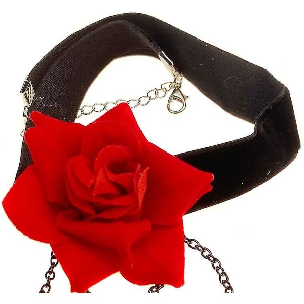 Elegant retrohalsband med roshänge, lolita, svart spets