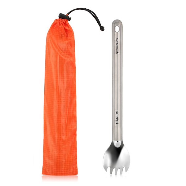 Polerad titan långskaftad spork: Portabel bestick för camping, vandring och picknickar