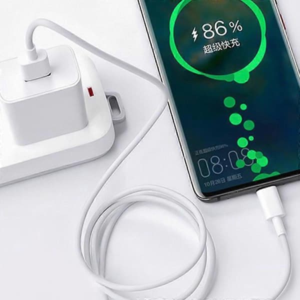 USB till Typ C Laddningskabel Vit Stödjer 66W Snabbladdning för Smartphones 2m