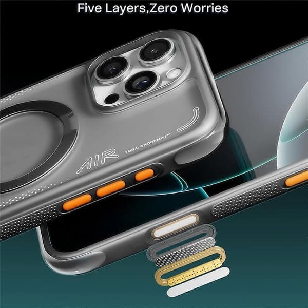 iPhone 16 Pro Max magnetisk deksel - TORRAS Ostand Q3 Air Series, stativ TPU+PC bakside Black