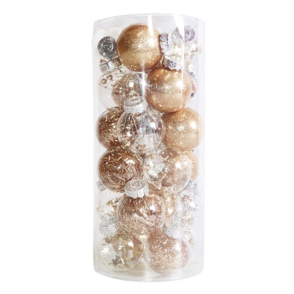 Juldekor 6 cm/24 färgade Transparent Ball Set för husdjur Champagne