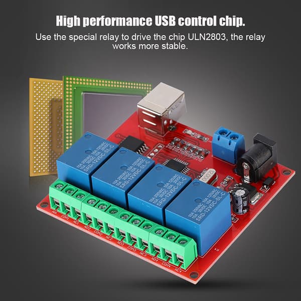 12V 4-kanals USB Smart Switch Relæmodul PC-kontrol