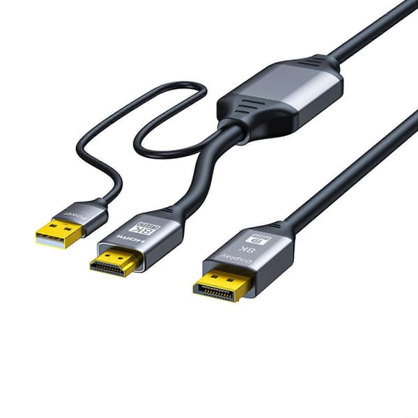 HDMI2.1 til DP1.4-adapter HDMI-kompatibel til DP-kontakt med chip-skjermkabel for skjermvideokonverterer 2m
