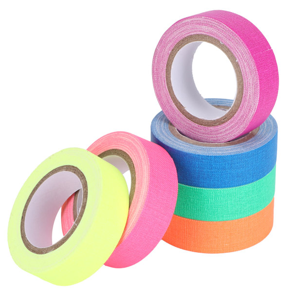 HT 6-delt UV-fluorescerende tape-sett - 5m selvklebende klistremerker for hjemmedekorasjon