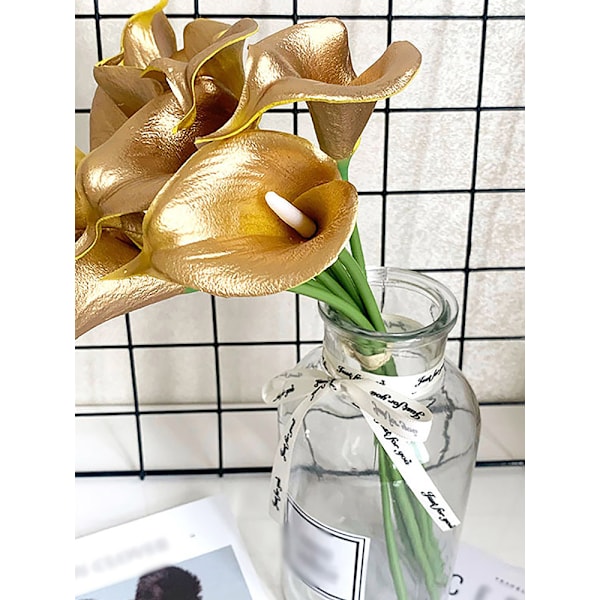 1 stk. Gull Mini Calla Lily Kunstig Blomst for Bryllup og Hjemmeinnredning