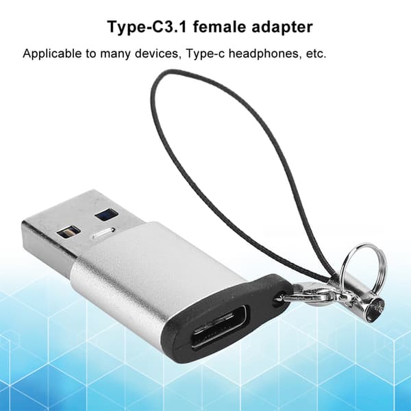 3 st USB 3.0 till Typ C 3.1 Hona Adapter med Snodd Silver Elektronisk Överföringskontakt
