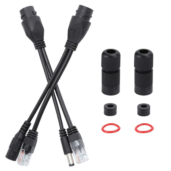 POE Adapterkabel Ikke-Standard Vandtæt Injektor Splitter DC 12V Sort