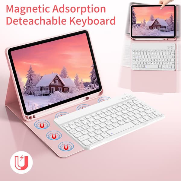 Bluetooth-tastaturdeksel for iPad Air1/2/Pro 9,7 tommer (engelsk) pink